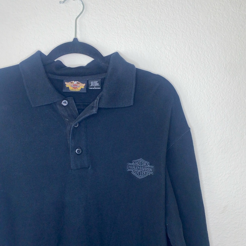 🪿Men’s Black Harley-Davidson Cycles quarter button up long sleeve!